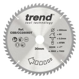 Trend CSB/CC25060T Wood Saw Blade 250mm x 30mm 60T