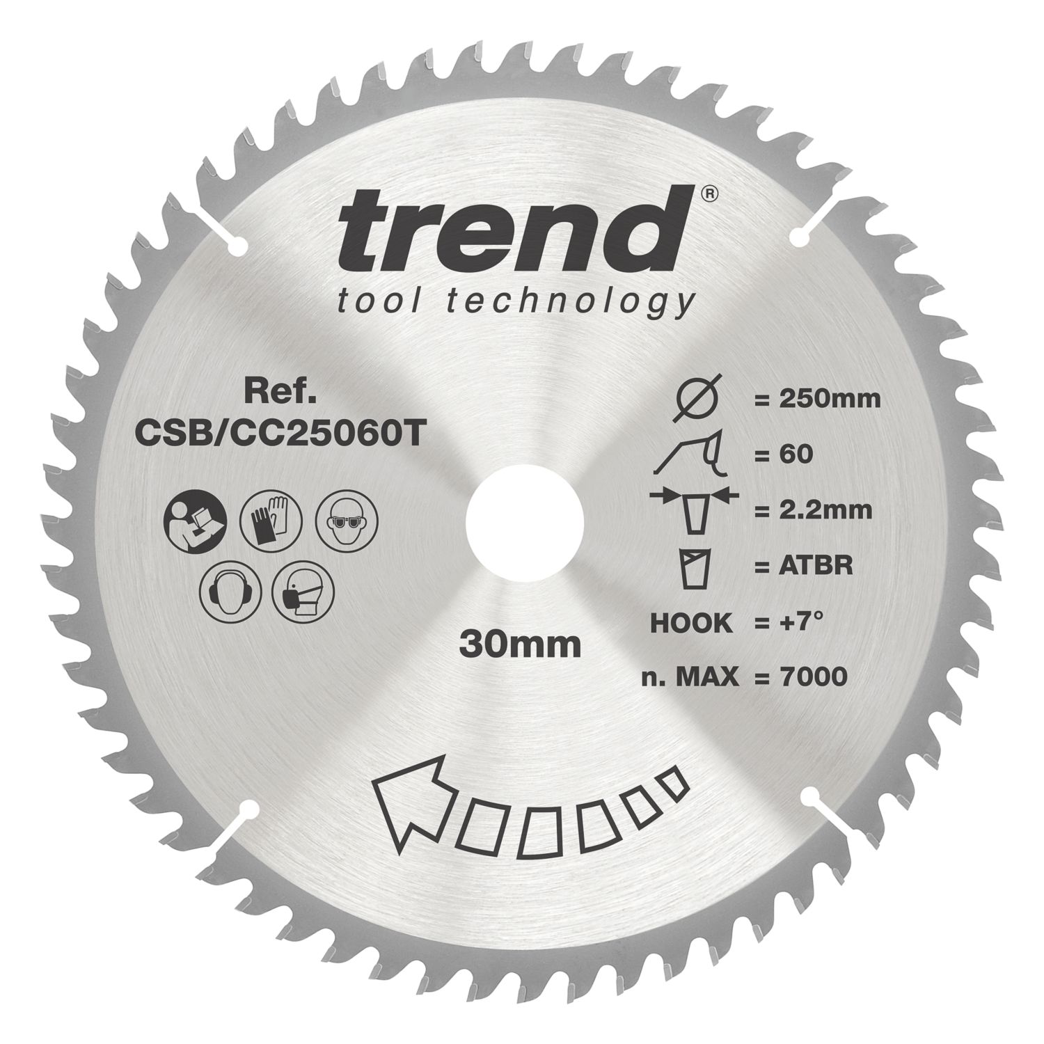 Trend CSB/CC25060T Wood Circular Saw Blade 250mm x 30mm 60T (313EC)