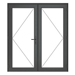 Crystal  Anthracite Grey Double-Glazed uPVC French Door Set 2090mm x 1690mm