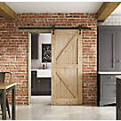 Jeld-Wen Grange Unfinished Mindi Oak Wooden Cottage Internal Sliding Barn Door 2073 x 862mm