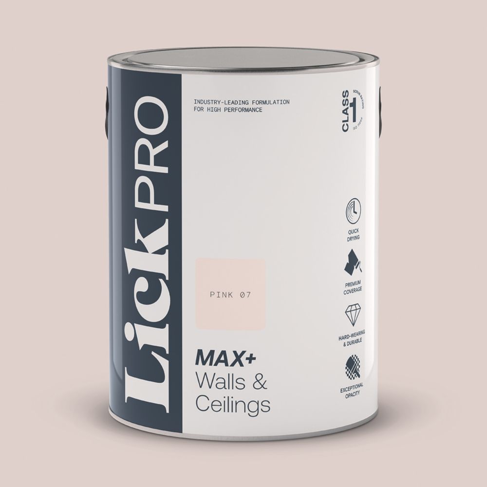 LickPro Max+ 5Ltr Pink 07 Matt Emulsion Paint Screwfix