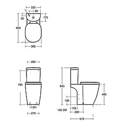 Ideal Standard Concept Freedom  Raised Height Close Coupled Toilet Pan