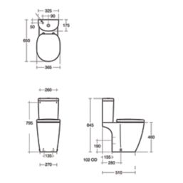 Ideal Standard Concept Freedom Raised Height Close Coupled Toilet Pan -  Screwfix