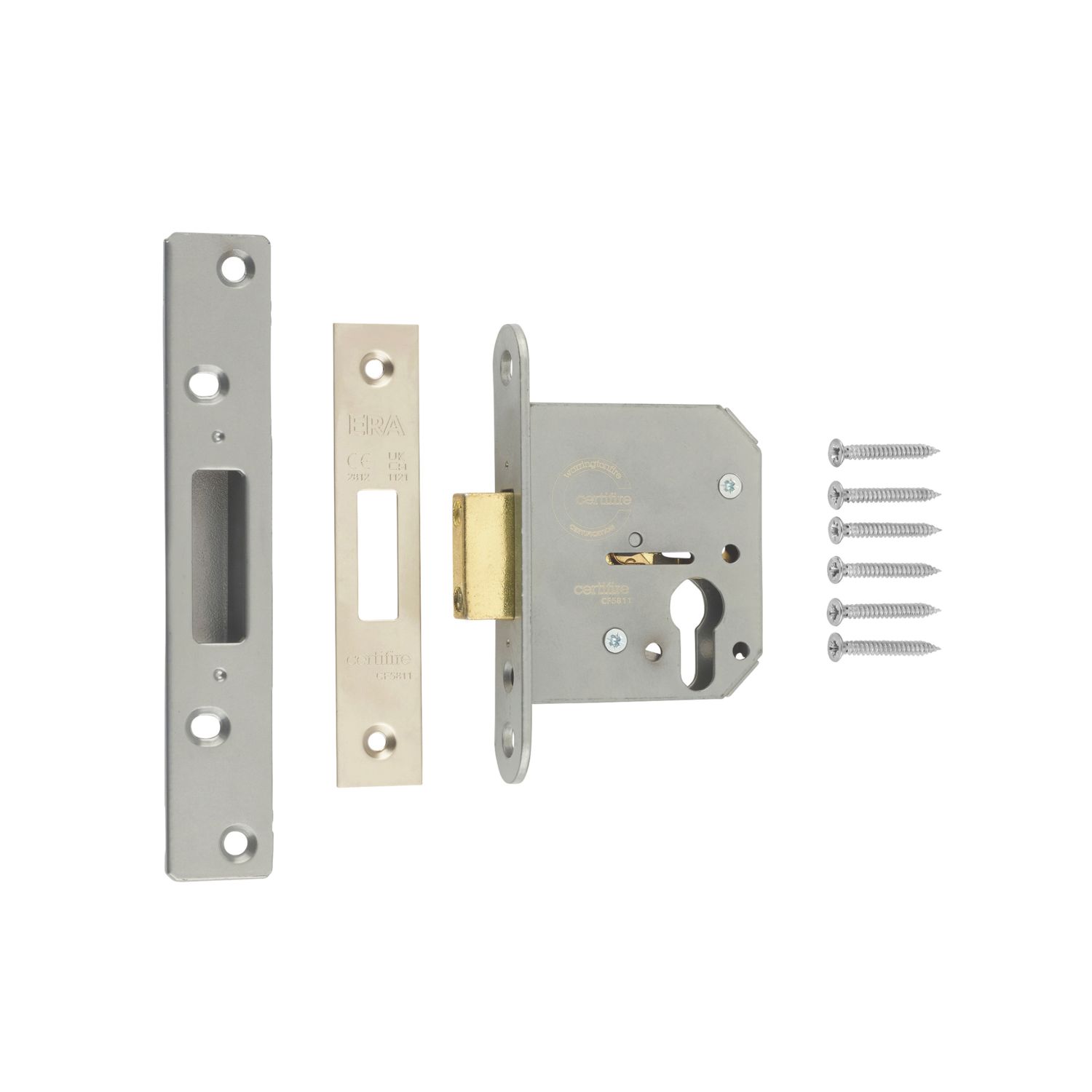 ERA Satin Silver Euro Deadlock 76mm Case - 44mm Backset (313KR)