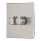 Contactum Lyric 2-Gang 2-Way LED Dimmer Switch  Brushed Steel