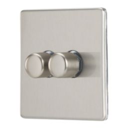 Contactum Lyric 2-Gang 2-Way LED Dimmer Switch  Brushed Steel