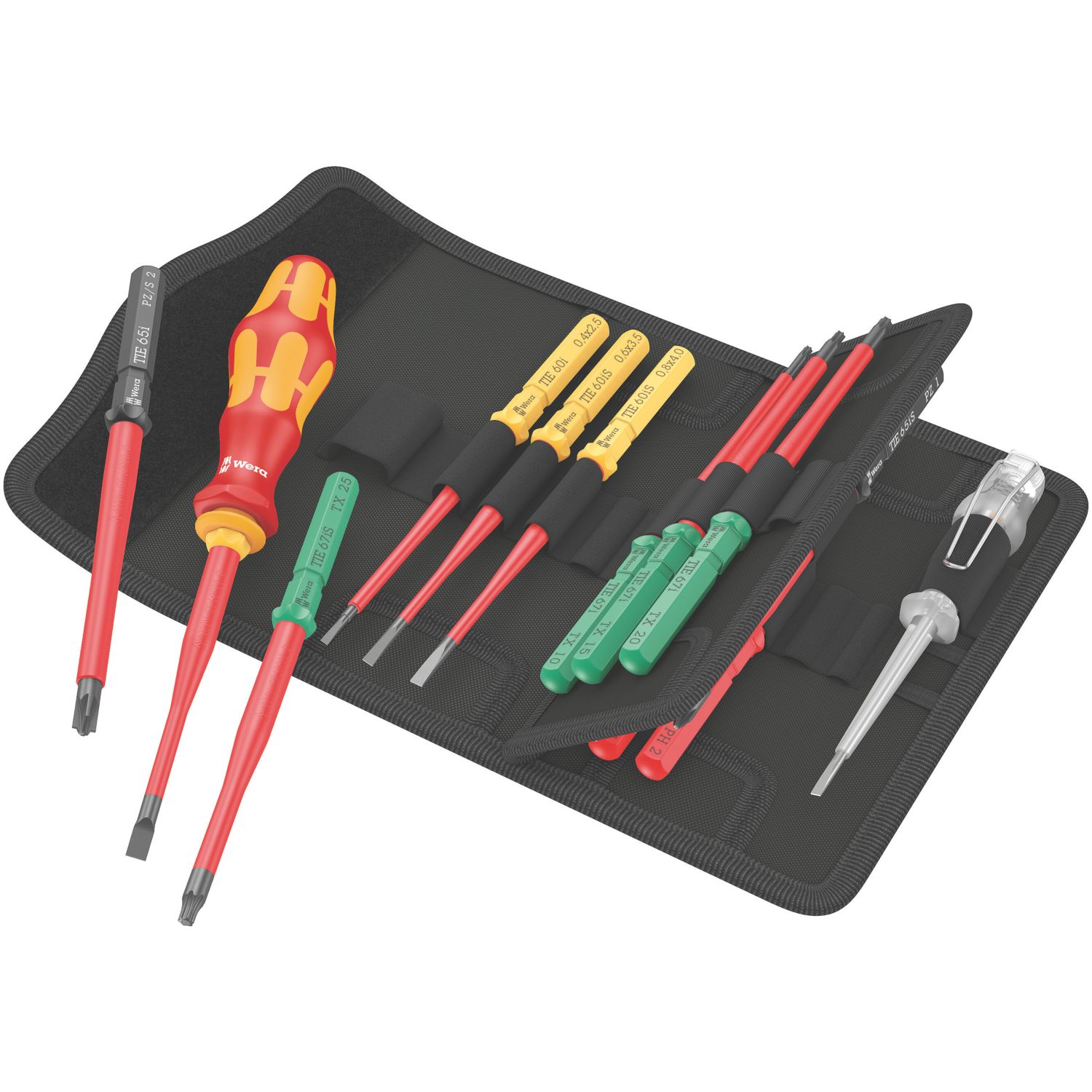 Wera Kraftform Kompakt Extra Slim 1 Tool Finder VDE Interchangeable Insulated Screwdriver Set 16 Pieces (313VM)