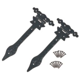 GateMate Black Straight Ornamental Tee Hinges 125mm x 9" x 225mm 2 Pack