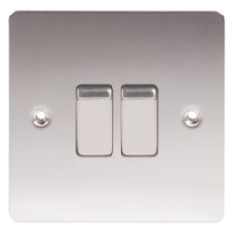 LAP  10AX 2-Gang 2-Way Light Switch  Brushed Stainless Steel