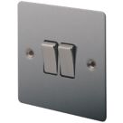 LAP  10AX 2-Gang 2-Way Light Switch  Brushed Stainless Steel
