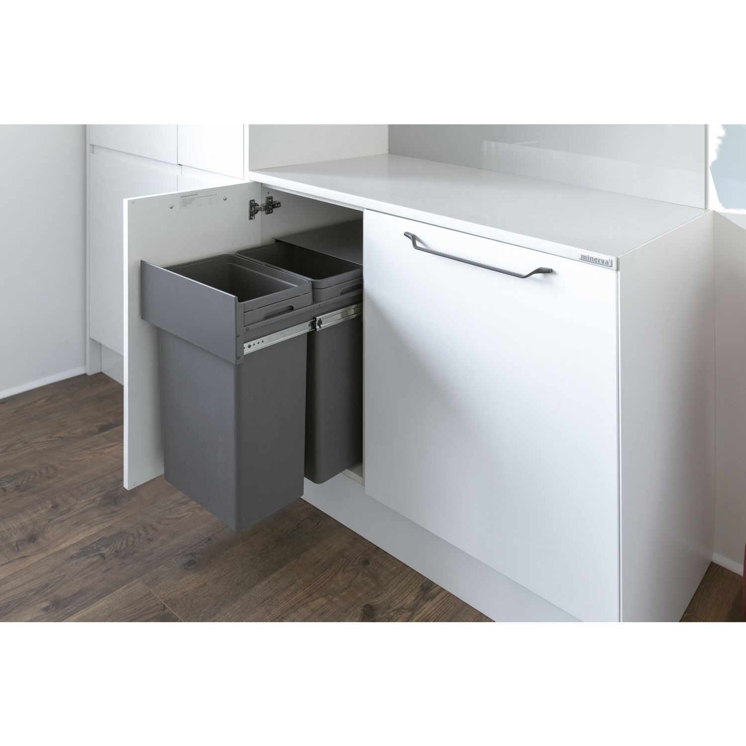 Hafele Waste Boss Duo Pull-Out Kitchen Bin Anthracite Grey 2 x 32Ltr (314GX)
