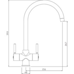Streame by Abode Contemporary 2-Way Deck Mounted Water Filter Tap Chrome