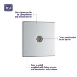 LAP  1-Gang Coaxial TV Socket Polished Chrome