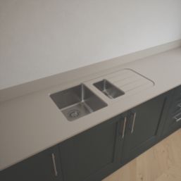 Metis  Brown Fleck Kitchen Worktop with 1.5 Bowl Stainless Steel Sink 3050mm x 620mm x 15mm