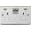 Knightsbridge FPR9224BCW 13A 2-Gang SP Switched Socket + 2.4A 2-Outlet Type A USB Charger Brushed Chrome with White Inserts