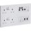 Knightsbridge SFR298MW 13A 4-Gang DP Combination Plate Matt White with White Inserts