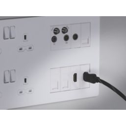 Knightsbridge SFR298MW 13A 4-Gang DP Combination Plate Matt White with White Inserts