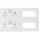Knightsbridge SFR298MW 13A 4-Gang DP Combination Plate Matt White with White Inserts