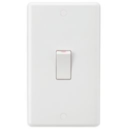 Knightsbridge Curved Edge 45A 2-Gang DP Cooker Switch White