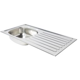 1 Bowl Stainless Steel Kitchen Sink & LH Drainer 940 x 490mm