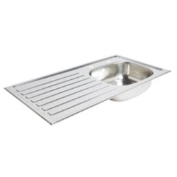 Essentials  1 Bowl Stainless Steel Kitchen Sink & LH Drainer  940mm x 490mm