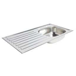1 Bowl Stainless Steel Kitchen Sink & LH Drainer 940 x 490mm