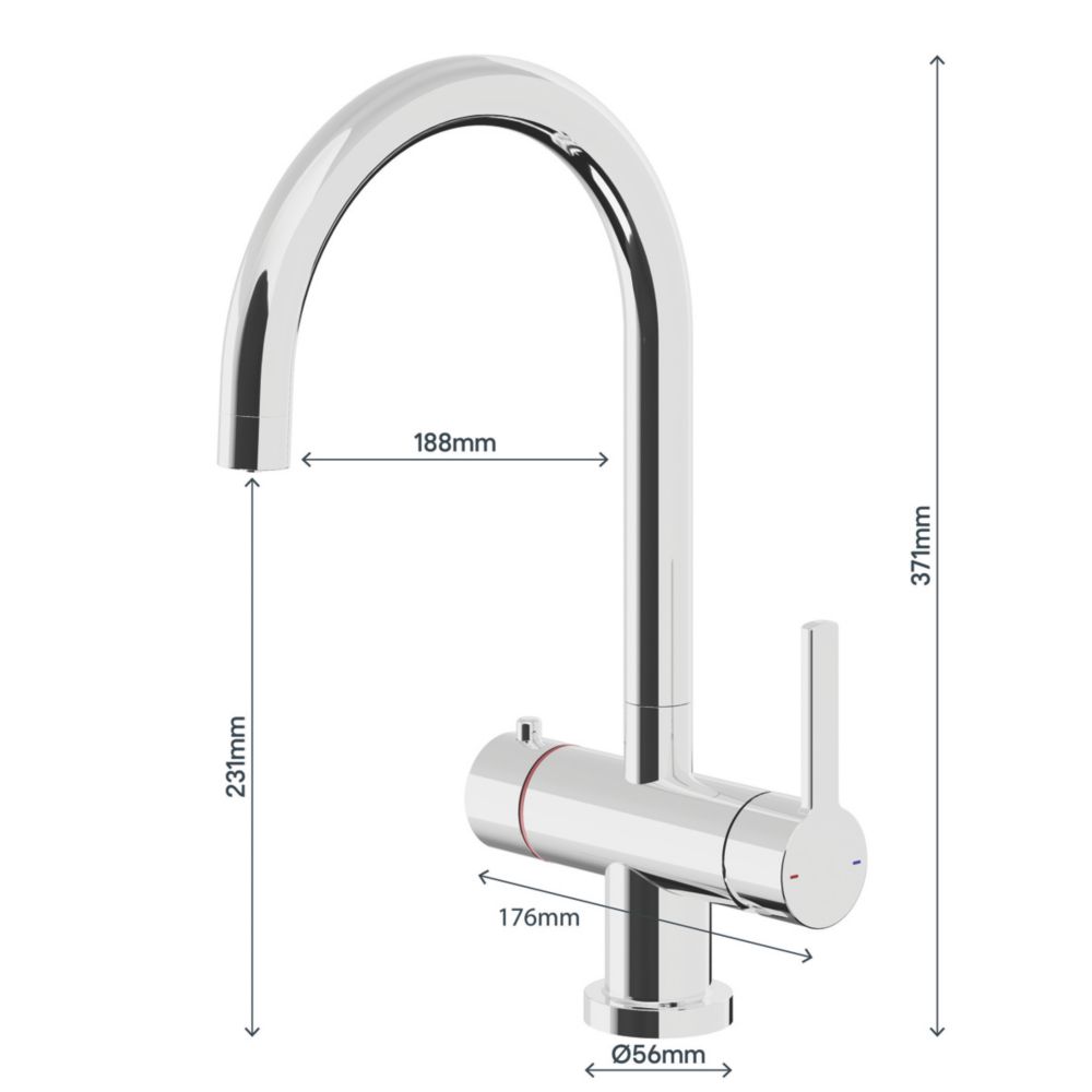 Swirl 3-in-1 Instant Hot Water Tap Chrome - Screwfix