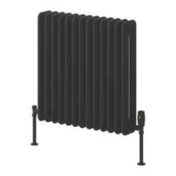 Reina 600mm x 600mm 3338BTU Black Square 2 Column Radiator