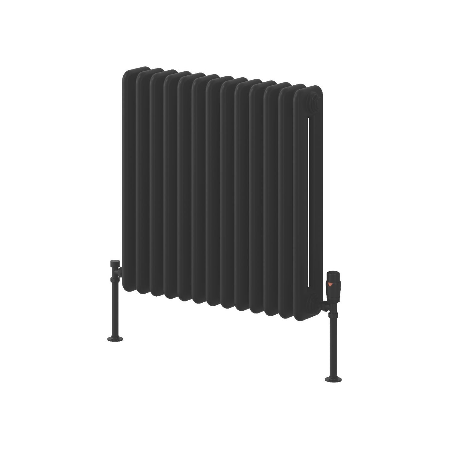 Reina 600mm x 600mm 3338BTU Black Square 2 Column Radiator (315LH)