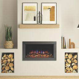 Be Modern Avella Black Nickel Remote Control Wall-Mounted Electric Inset Fire 860mm x 165mm x 491mm