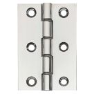 Polished Chrome  Double Phosphor Bronze Washered Butt Hinges 76mm x 51mm 2 Pack