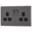 Arlec  13A 2-Gang SP Switched Socket Black Nickel  with Black Inserts