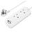 Masterplug 13A 2-Gang Unswitched  Travel Extension Lead (UK to EU) + 3.4A 2-Outlet Type A & C USB Charger White 0.45m