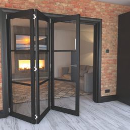 Green & Taylor Heritage 3-Door 1-Clear Light Primed Black Wooden Traditional Internal Bi-Fold Door 2060mm x 2133mm
