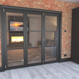 Green & Taylor Heritage 3-Door 1-Clear Light Primed Black Wooden Traditional Internal Bi-Fold Door 2060mm x 2133mm