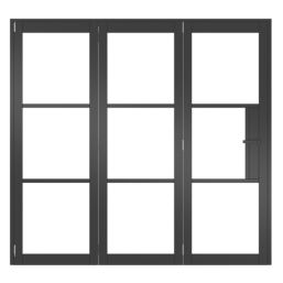 Green & Taylor Heritage 3-Door 1-Clear Light Primed Black Wooden Traditional Internal Bi-Fold Door 2060mm x 2133mm