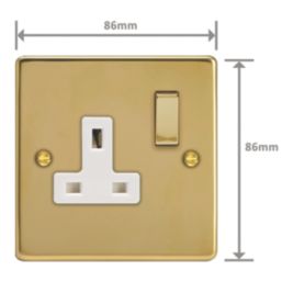 Varilight  13A 1-Gang 2-Pole Switched Socket Polished Brass  with White Inserts