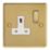 Varilight  13A 1-Gang 2-Pole Switched Socket Polished Brass  with White Inserts