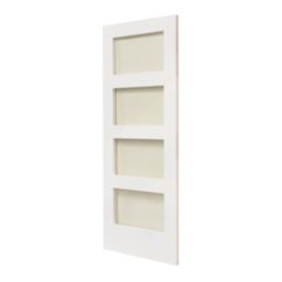 4-Clear Light Primed White Wooden Shaker Internal Door 2032mm x 813mm