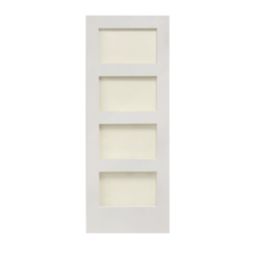 4-Clear Light Primed White Wooden Shaker Internal Door 2032mm x 813mm