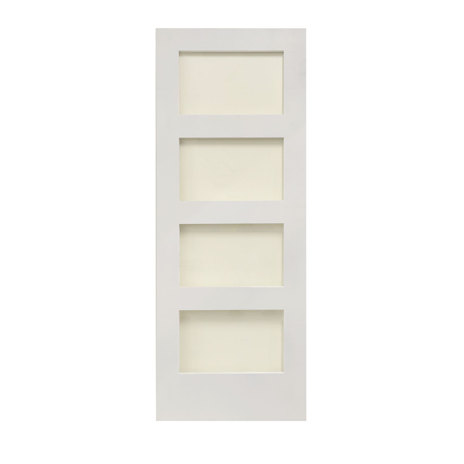 4-Clear Light Primed White Wooden Shaker Internal Door 2032mm x 813mm (316FA)