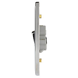 Schneider Electric Lisse Deco 50A 2-Gang DP Cooker Switch Polished Chrome with LED with White Inserts