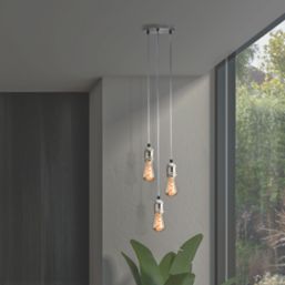 Knightsbridge  Vintage Style 3-Light Pendant Brushed Chrome