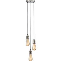 Knightsbridge  Vintage Style 3-Light Pendant Brushed Chrome