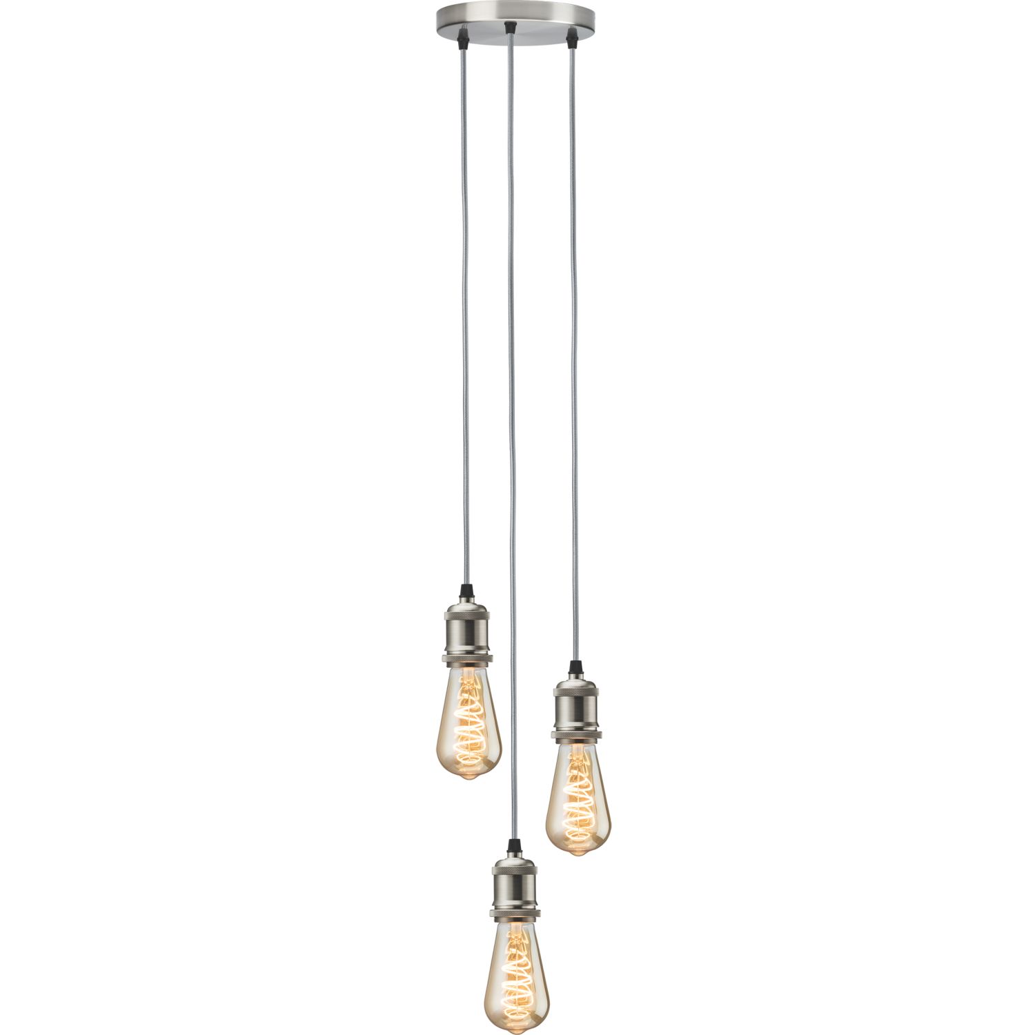 Knightsbridge Vintage Style 3-Light Pendant Brushed Chrome (316GA)