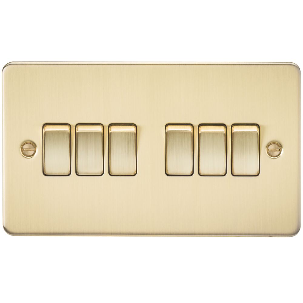 Knightsbridge 10AX 6Gang 2Way Light Switch Brushed Brass Screwfix
