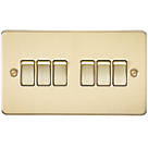 Knightsbridge FP4200BB 10AX 6-Gang 2-Way Light Switch  Brushed Brass
