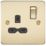 Knightsbridge  13A 1-Gang DP Switched Single Socket Brushed Brass  with Black Inserts