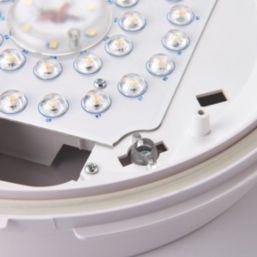 Saxby HeroPro Mini Outdoor Maintained Emergency Round LED Bulkhead Gloss White 12W 1200lm