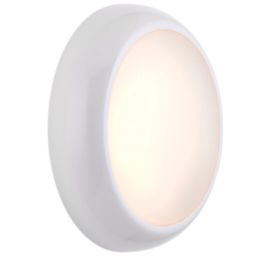 Saxby HeroPro Mini Outdoor Maintained Emergency Round LED Bulkhead Gloss White 12W 1200lm